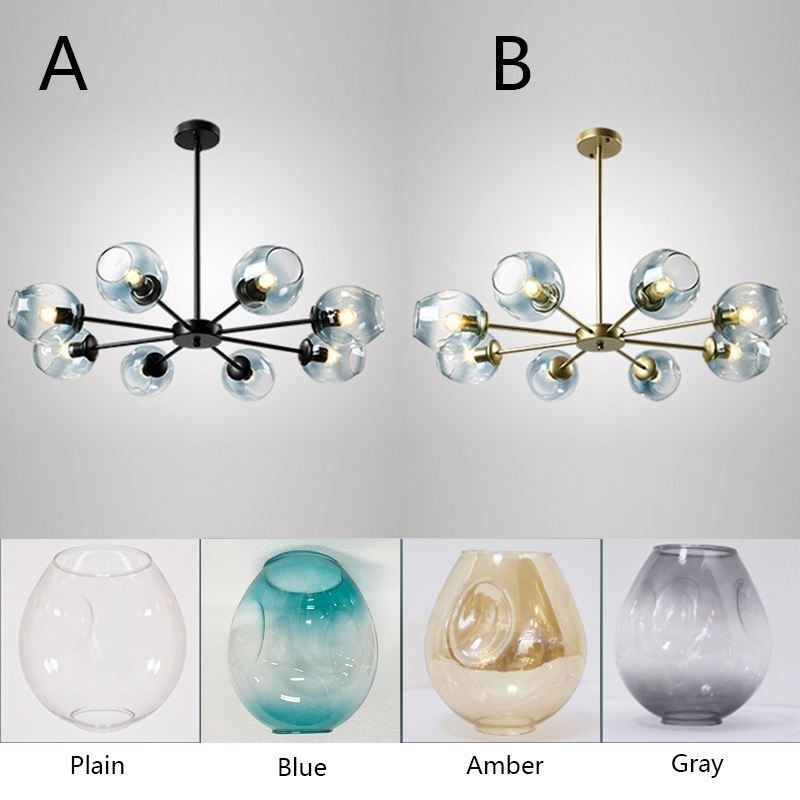 Lámpara colgante de cristal nórdico con forma de frijol mágico, lámpara de araña, iluminación