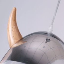 Lámpara colgante clásica de vidrio con cuerno de madera, iluminación creativa