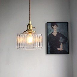 Lámpara colgante de vidrio acanalado transparente con interruptor giratorio Jelly Jar