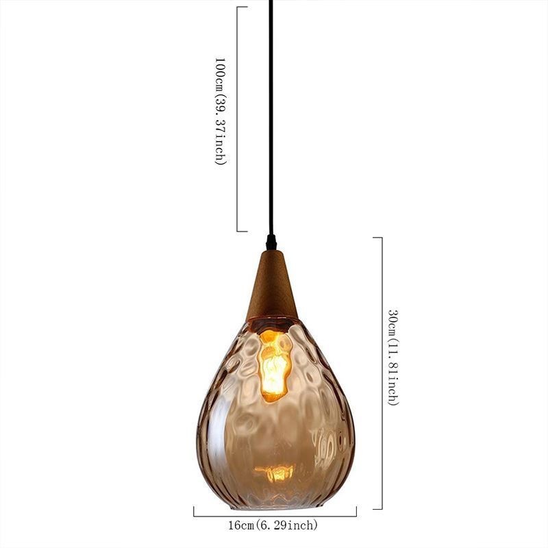 Lámpara colgante con pantalla de cristal en forma de lágrima