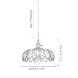 Lámpara colgante de cristal retro moderna con pantalla de flores e interruptor giratorio