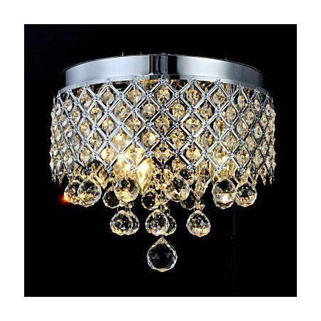 Lámpara empotrada clásica tradicional de metal cromado y cristal Lámpara empotrada clásica tradicional de metal cromado y cristal