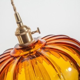 Lámpara colgante de cristal retro moderna con pantalla de flores e interruptor giratorio