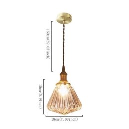Lámpara colgante de cristal acanalado con forma de diamante transparente