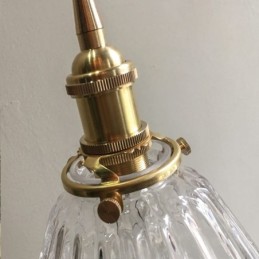 Lámpara colgante de cristal acanalado con forma de diamante transparente