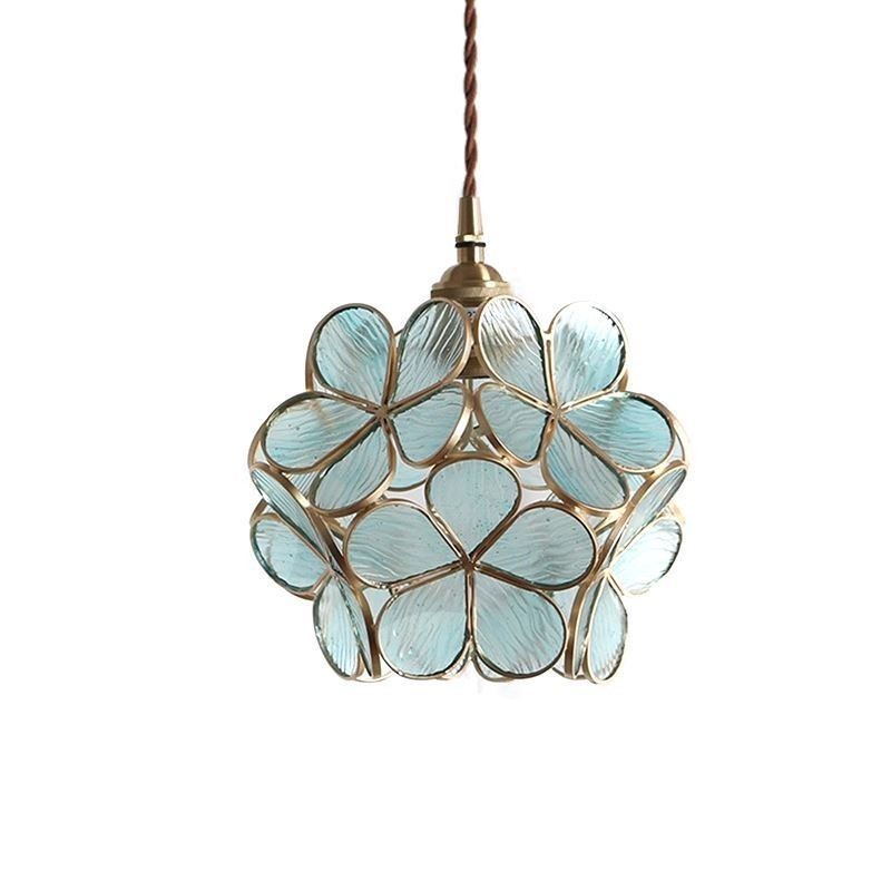 Lámpara colgante creativa nórdica de cristal para el hogar, lámpara de noche con forma de pétalo