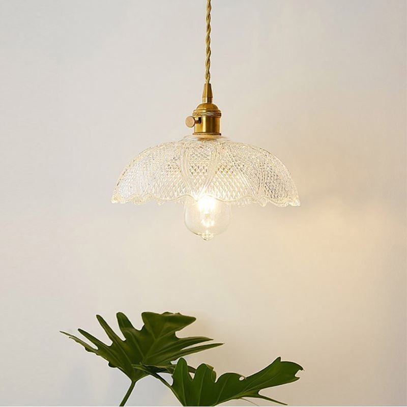 Lámpara de techo grande de vidrio acanalado transparente, iluminación para el hogar con interruptor giratorio, luz cálida y relajante.