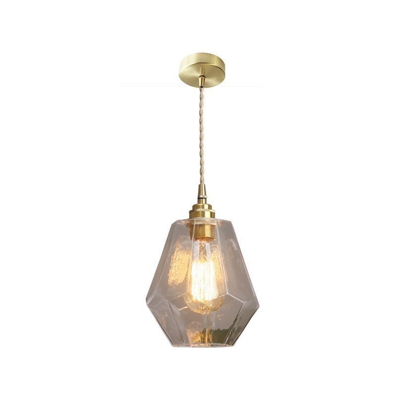Lámpara colgante retro nórdica de latón y cristal para el hogar, lámpara con forma de torre.