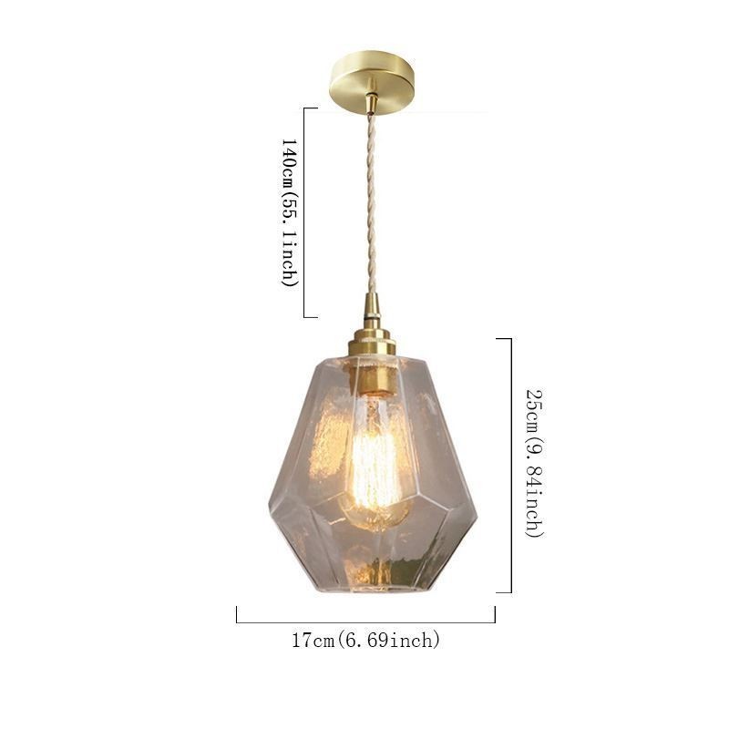 Lámpara colgante retro nórdica de latón y cristal para el hogar, lámpara con forma de torre.
