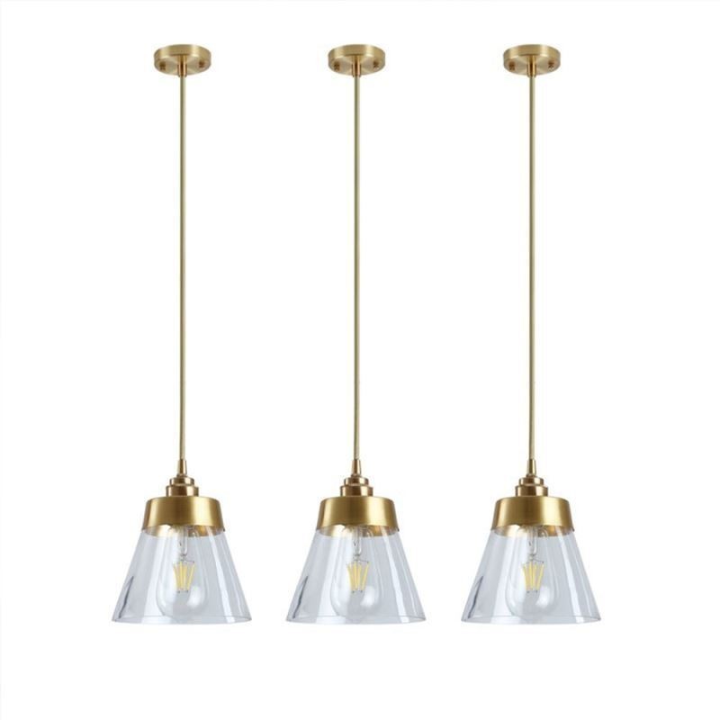 Lámpara colgante retro nórdica con pantalla de cristal, iluminación para el hogar, soporte de latón.