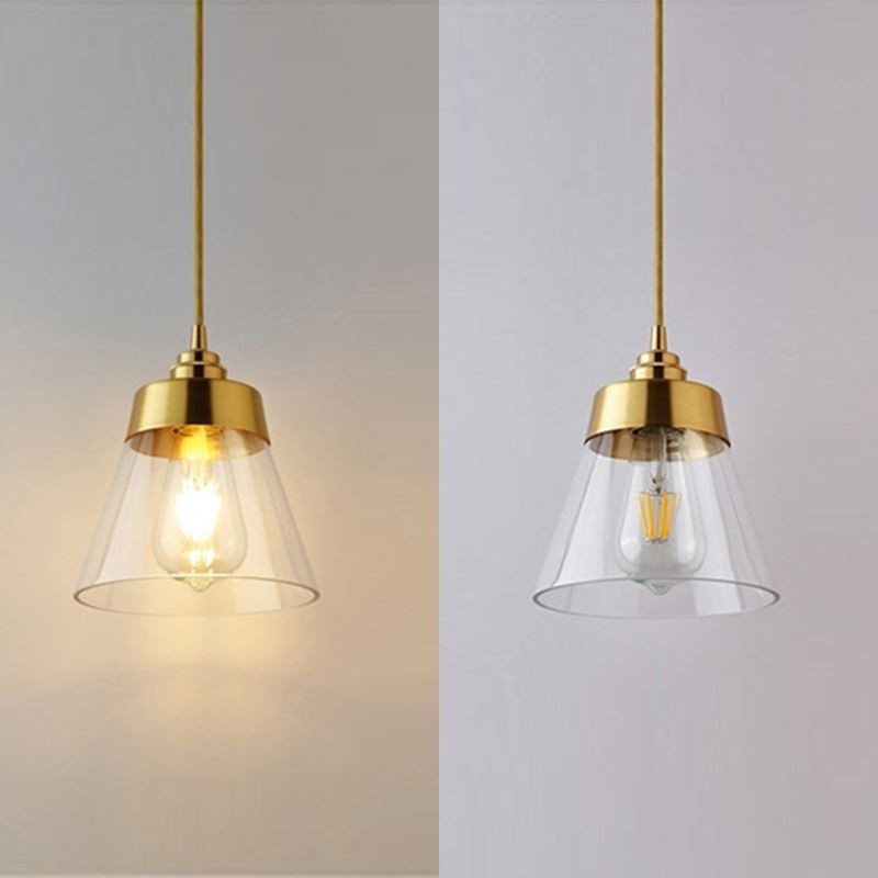Lámpara colgante retro nórdica con pantalla de cristal, iluminación para el hogar, soporte de latón.