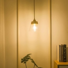 Lámpara colgante retro nórdica con pantalla de cristal, iluminación para el hogar, soporte de latón.