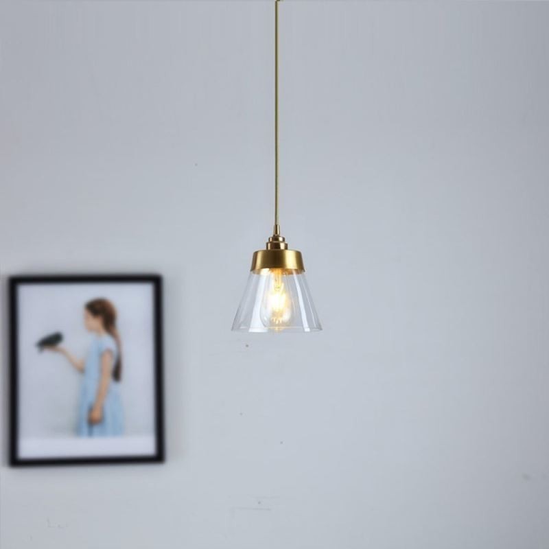 Lámpara colgante retro nórdica con pantalla de cristal, iluminación para el hogar, soporte de latón.
