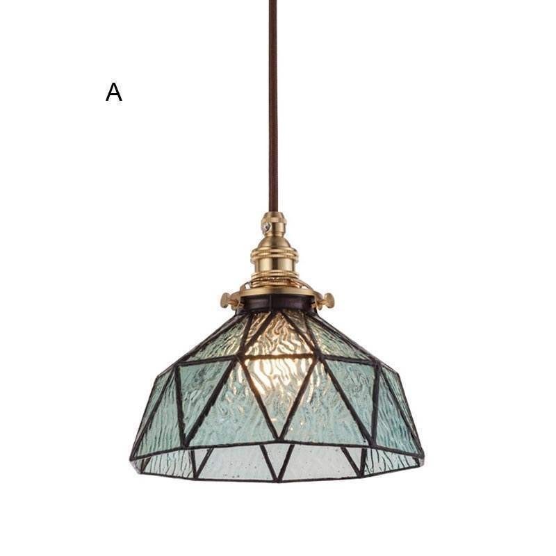 Lámpara colgante de vitral geométrico