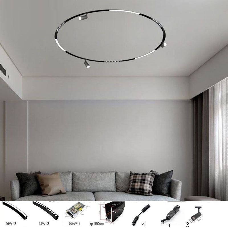 Foco de riel magnético circular empotrado, luz decorativa de 150 cm