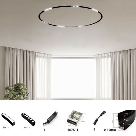 Foco de riel circular magnético empotrado, luz decorativa de 100 cm Foco de riel circular magnético empotrado, luz decorativa de 100 cm