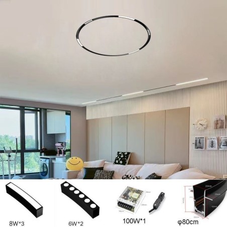 Foco de riel magnético circular empotrado, luz decorativa de 80 cm Foco de riel magnético circular empotrado, luz decorativa de 80 cm