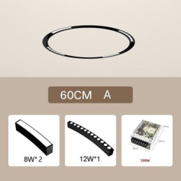 Foco de riel circular magnético empotrable, luz decorativa de 60 cm