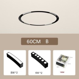 Foco de riel circular magnético empotrable, luz decorativa de 60 cm