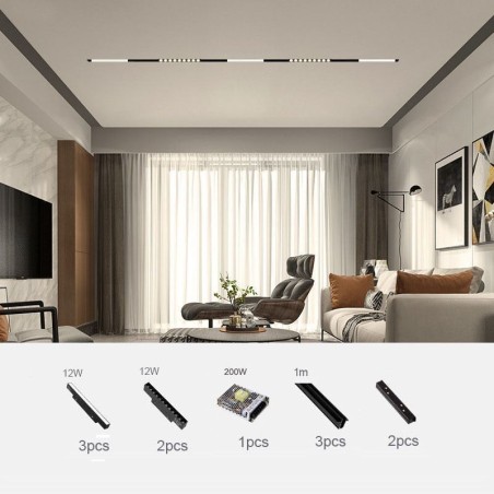 Foco de riel magnético empotrado, luz decorativa, 3 m, 36 V Foco de riel magnético empotrado, luz decorativa, 3 m, 36 V