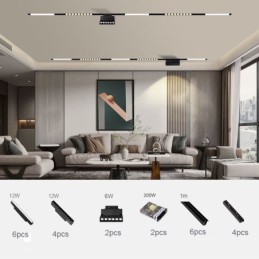 Foco empotrable con riel magnético, luz decorativa, 3 m x 2