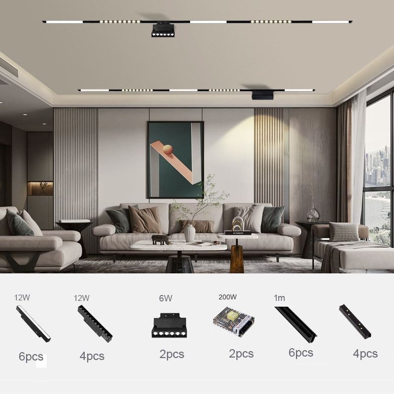 Foco empotrable con riel magnético, luz decorativa, 3 m x 2