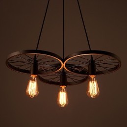 Lámparas colgantes retro estilo loft de hierro forjado estilo americano con ruedas estilo industrial