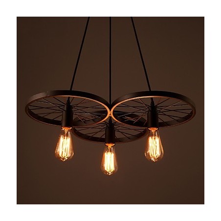 Lámparas colgantes retro estilo loft de hierro forjado estilo americano con ruedas estilo industrial Lámparas colgantes retro estilo loft de hierro forjado estilo americano con ruedas estilo industrial