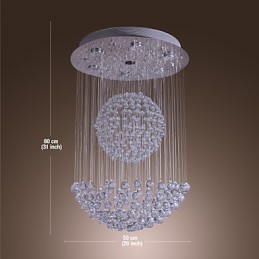 Lámpara de araña moderna contemporánea de cristal cromado con montaje empotrado