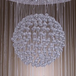 Lámpara de araña moderna contemporánea de cristal cromado con montaje empotrado