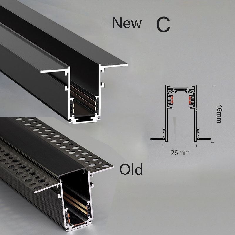 Rieles de iluminación empotrados, perfil de aluminio magnético, tira de luz ultrafina de 100 cm