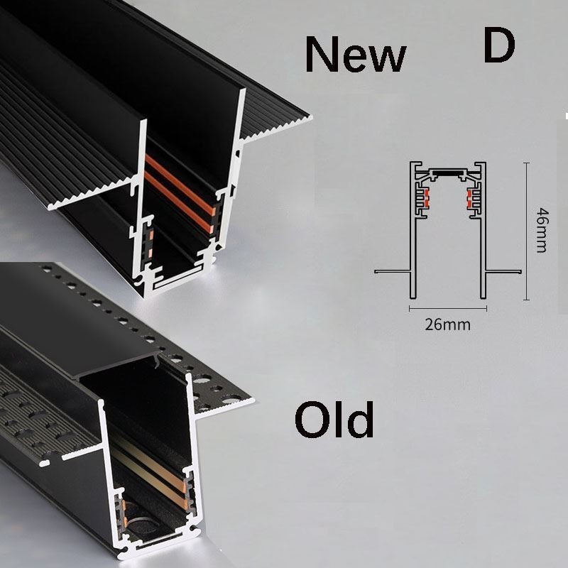 Rieles de iluminación empotrados, perfil de aluminio magnético, tira de luz ultrafina de 100 cm