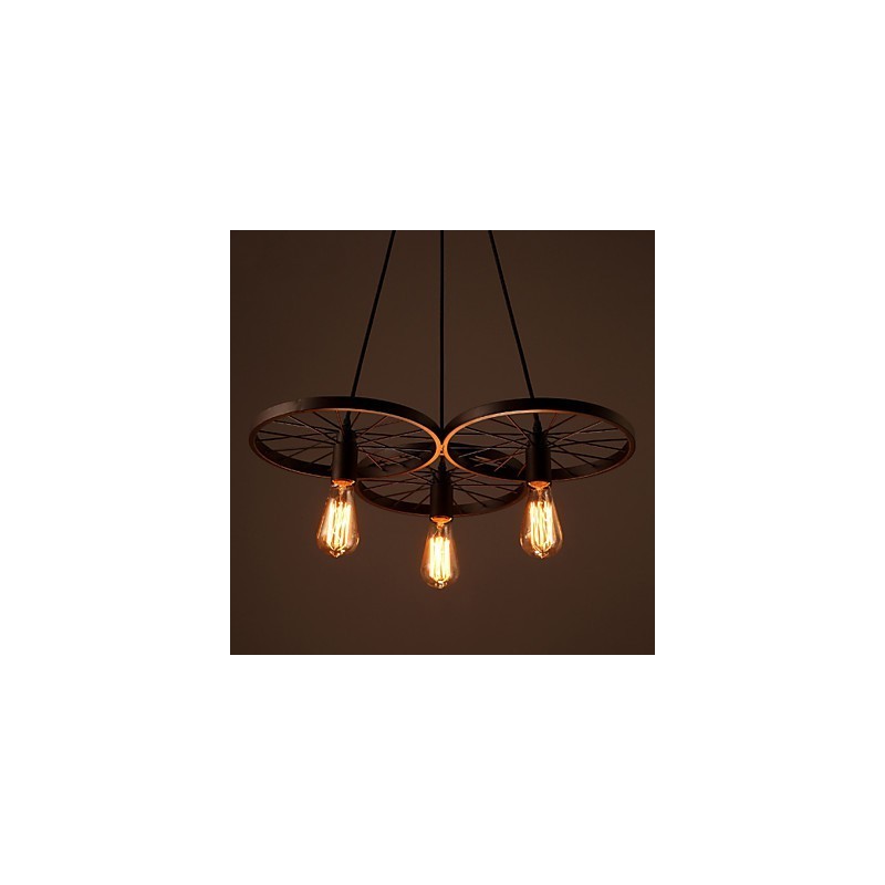 Lámparas colgantes retro estilo loft de hierro forjado estilo americano con ruedas estilo industrial