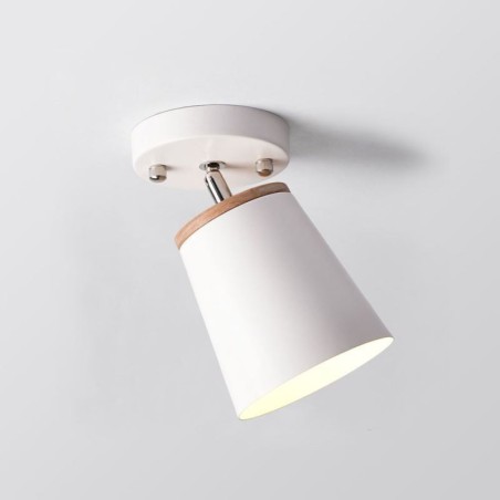 Lámpara de techo sencilla de madera con foco nórdico de hierro (una luz) Lámpara de techo sencilla de madera con foco nórdico de hierro (una luz)