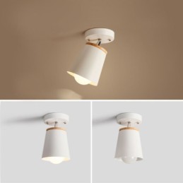 Lámpara de techo sencilla de madera con foco nórdico de hierro (una luz)