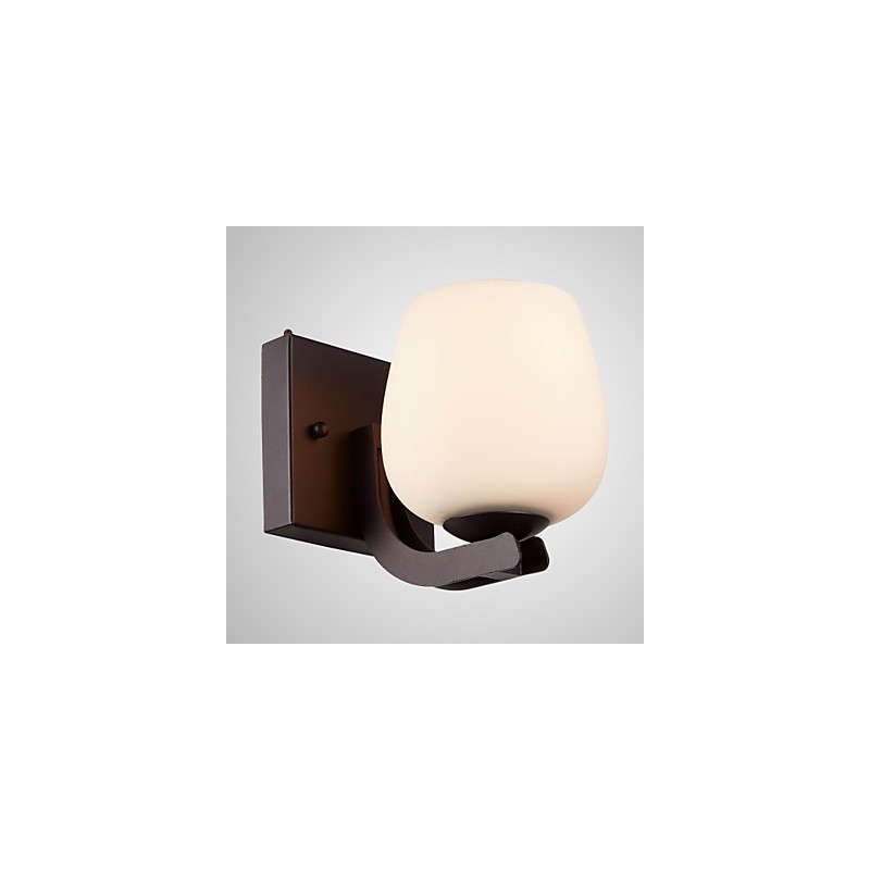 Lámpara de pared de hierro con pantalla de cristal, iluminación moderna clásica, apliques de pared