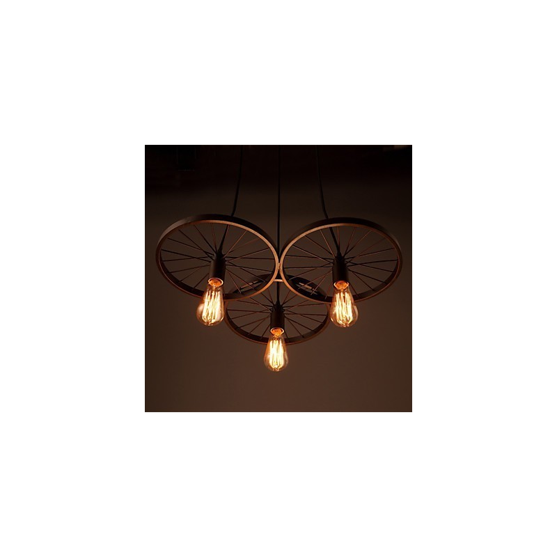 Lámparas colgantes retro estilo loft de hierro forjado estilo americano con ruedas estilo industrial