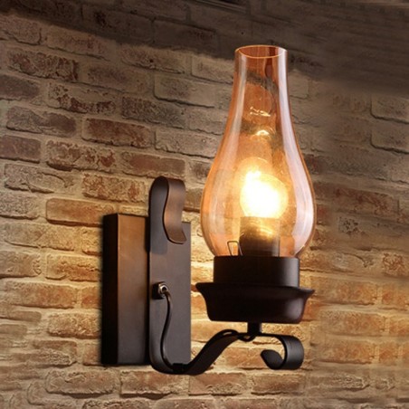 Lámpara de pared de vidrio nórdico rústico retro, aplique de pared para dormitorio, lámpara de pared industrial vintage. Lámpara de pared de vidrio nórdico rústico retro, aplique de pared para dormitorio, lámpara de pared industrial vintage.