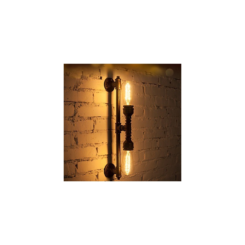 Lámpara de pared de hierro forjado con forma de tubería de agua, estilo vintage, para pasillos, loft, lámpara de pared de hierro, bombilla incandescente Edison FJ DB2 046A0