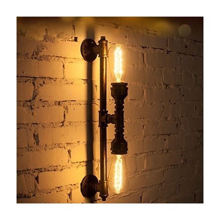 Lámpara de pared de hierro forjado con forma de tubería de agua, estilo vintage, para pasillos, loft, lámpara de pared de hierro, bombilla incandescente Edison FJ DB2 046A0 Lámpara de pared de hierro forjado con forma de tubería de agua, estilo vintage, para pasillos, loft, lámpara de pared de hierro, bombilla incandescente Edison FJ DB2 046A0