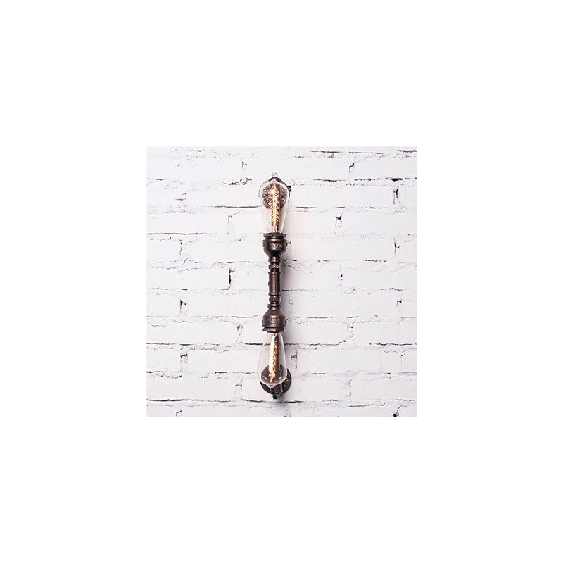 Lámpara de pared de hierro forjado con forma de tubería de agua, estilo vintage, para pasillos, loft, lámpara de pared de hierro, bombilla incandescente Edison FJ DB2 046A0