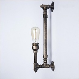 Lámpara de pared de hierro forjado con forma de tubería de agua, estilo vintage, para pasillos, loft, lámpara de pared de hierro, bombilla incandescente Edison FJ DB2 046A0