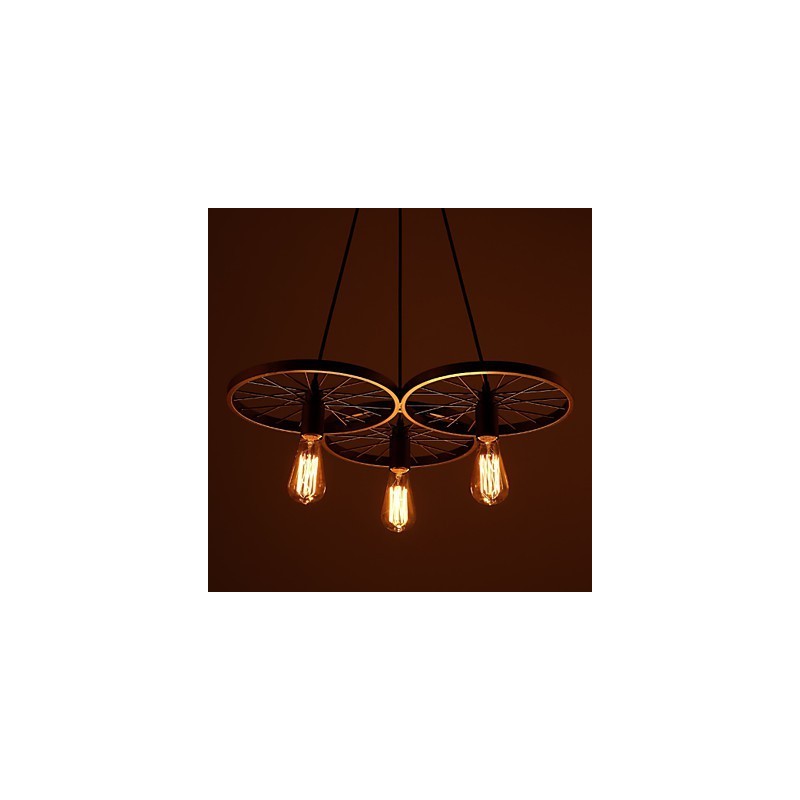 Lámparas colgantes retro estilo loft de hierro forjado estilo americano con ruedas estilo industrial