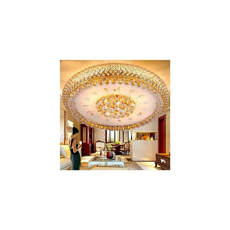 Lámpara de techo redonda de cristal absorbente, diámetro 80 cm, contiene 15 bombillas.