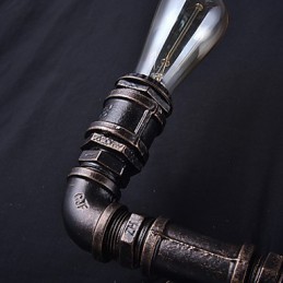 Lámpara de pared vintage de metal con forma de tubería de agua y 2 luces con bombilla Edison