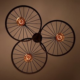 Lámparas colgantes retro estilo loft de hierro forjado estilo americano con ruedas estilo industrial
