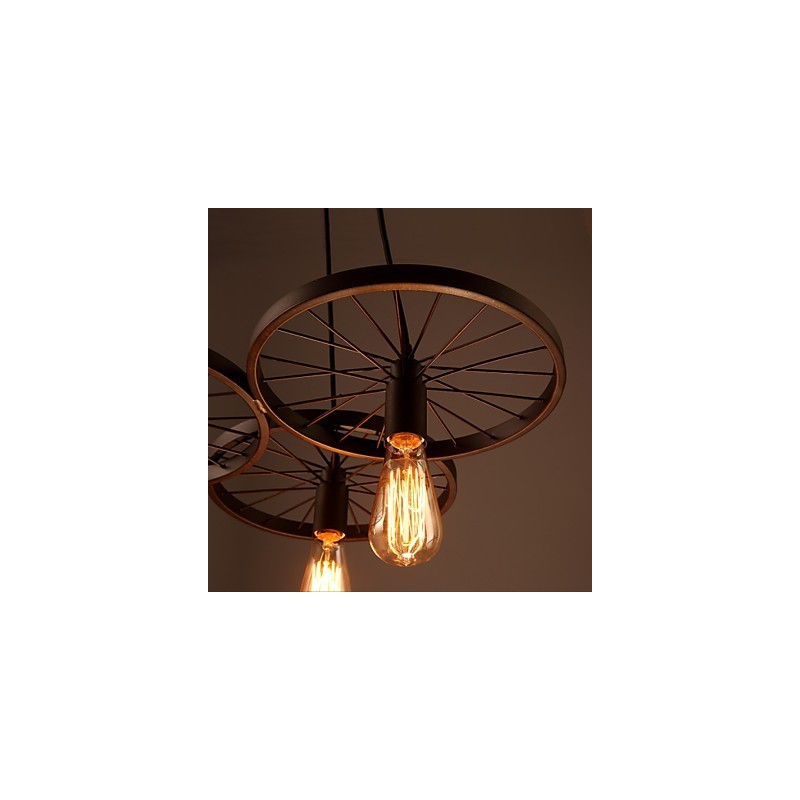 Lámparas colgantes retro estilo loft de hierro forjado estilo americano con ruedas estilo industrial