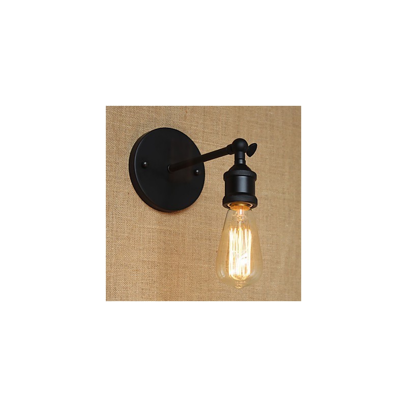 Aplique de pared minimalista de hierro forjado negro para restaurante americano, bar, cafetería, pasillo de noche
