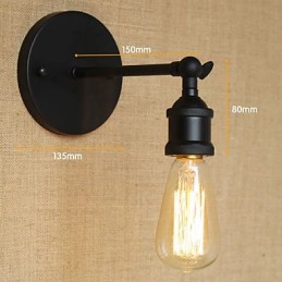 Aplique de pared minimalista de hierro forjado negro para restaurante americano, bar, cafetería, pasillo de noche