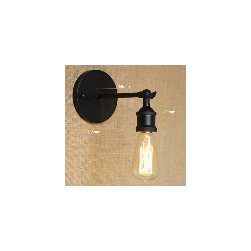 Aplique de pared minimalista de hierro forjado negro para restaurante americano, bar, cafetería, pasillo de noche